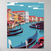 Affiche du canal de Venise - Scène Vectorielle Pla (Devant)