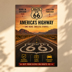 Affiche du centenaire de la route 66 d'Amérique vi