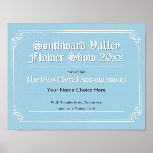 Affiche du certificat de démonstration de fleurs (Devant)