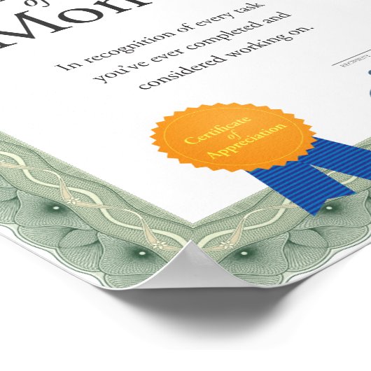 Affiche du certificat de l'employé du mois (Coin)