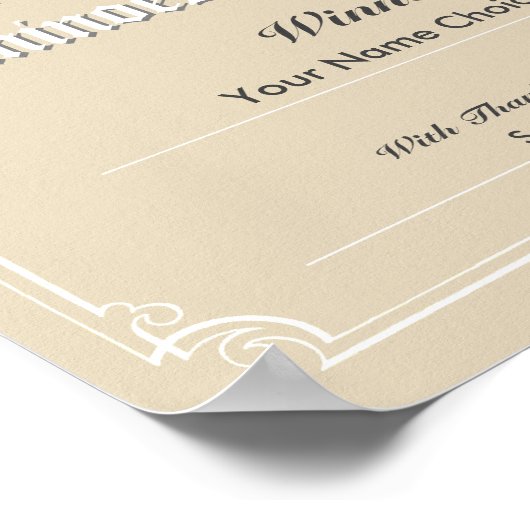 Affiche du certificat du gagnant de la compétition (Coin)