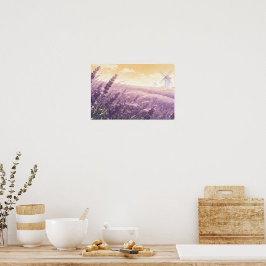 Affiche du champ de lavande au coucher du soleil (Cuisine)