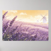 Affiche du champ de lavande au coucher du soleil (Devant)