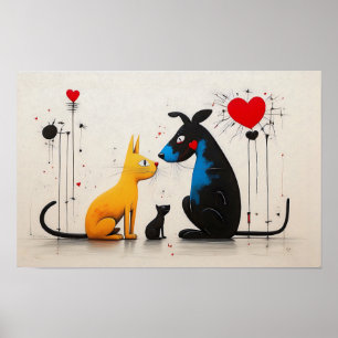 affiche du chat chien : Inspiré par Miró