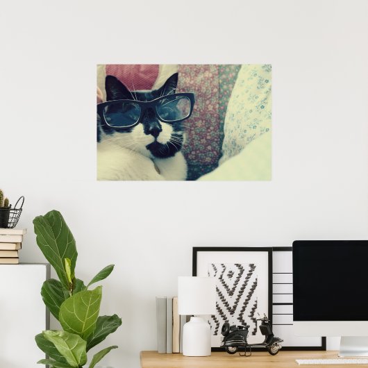 affiche du chat hipster (Bureau à domicile)