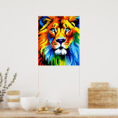 Affiche du chat lion arc-en-ciel - Art numérique F (Cuisine)