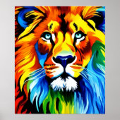 Affiche du chat lion arc-en-ciel - Art numérique F (Devant)