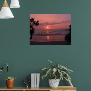 Affiche du coucher de soleil à Hawaï