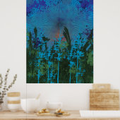 Affiche du coucher de soleil de la forêt rétro (Cuisine)