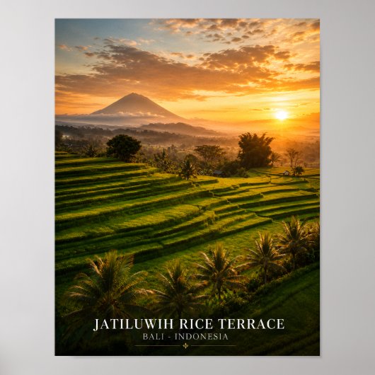 Affiche du coucher de soleil de la terrasse de riz (Devant)