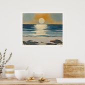 Affiche du coucher de soleil sur la mer (Cuisine)