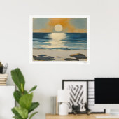 Affiche du coucher de soleil sur la mer (Bureau à domicile)