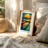 Affiche du coucher de soleil sur le Golden Gate de