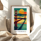 Affiche du coucher de soleil sur le Golden Gate de