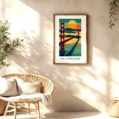 Affiche du coucher de soleil sur le Golden Gate de