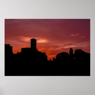 Affiche du coucher du soleil à Rome