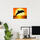 Affiche du coucher du soleil de dauphin (Bureau à domicile)