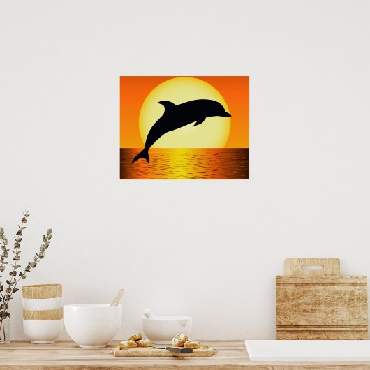 Affiche du coucher du soleil de dauphin (Cuisine)