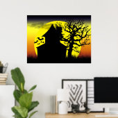 Affiche du coucher du soleil de la maison hantée (Bureau à domicile)