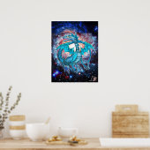 Affiche du Dragon Cosmique Turquoise (Cuisine)