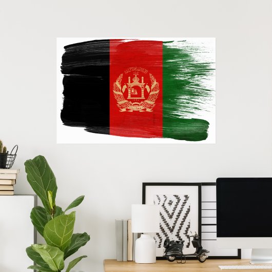 Affiche du drapeau afghan (Bureau à domicile)