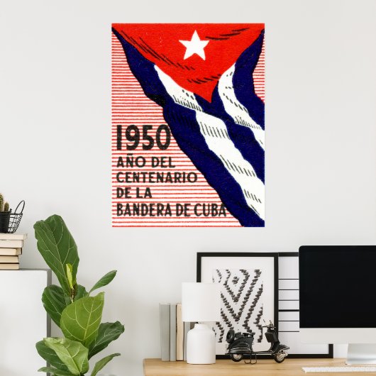 Affiche du drapeau cubain 1950 (Bureau à domicile)