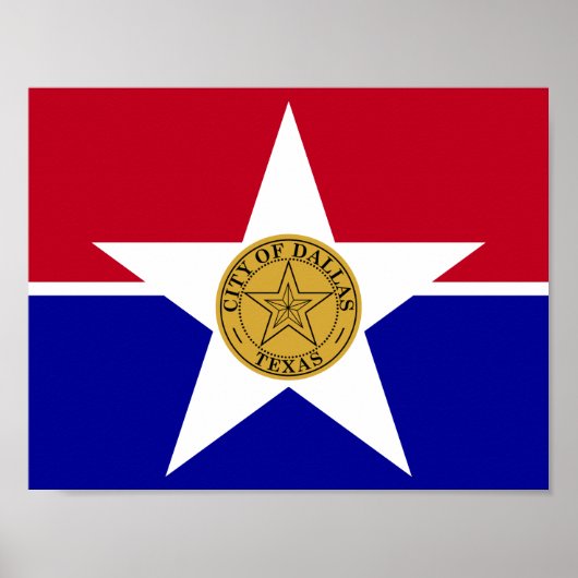 Affiche du drapeau de Dallas, Texas (Devant)