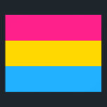 Affiche du drapeau de la Pansexualité<br><div class="desc">Poster Papier (Semi-Gloss) avec drapeau de fierté pansexualité avec rayures rose, jaune et bleu, poêle motif rayé design</div>
