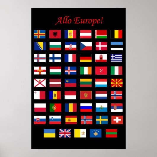 Affiche du drapeau des pays européens (Devant)
