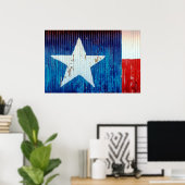 Affiche du drapeau du Texas en métal ondulé (Bureau à domicile)