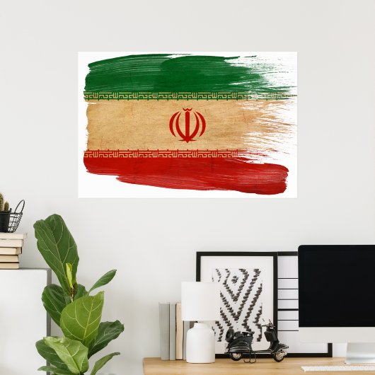 Affiche du drapeau iranien (Bureau à domicile)