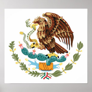 Affiche du drapeau mexicain sur le blason