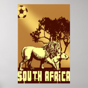 Affiche du football de safari de lion de l'Afrique