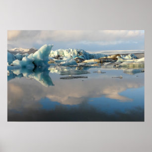 Affiche du lac de glace de Jokulsarlon avec reflet