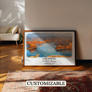 Affiche du Lac Powell Utah, Aquarelle, Sur mesure