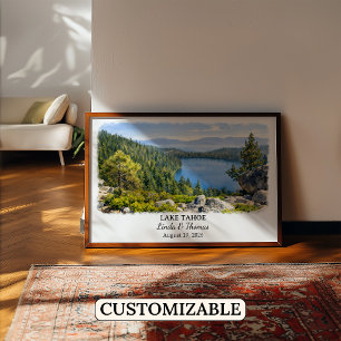 Affiche du lac Tahoe Nevada, Aquarelle, Sur mesure