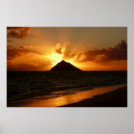 Affiche du lever de soleil à Hawaï sur la plage (Devant)