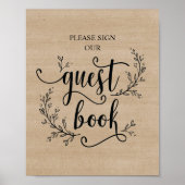 Affiche du livre d'or Rustic Vines Mariage (Devant)