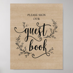 Affiche du livre d'or Rustic Vines Mariage