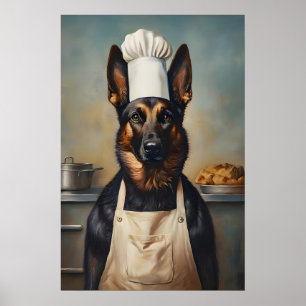 Affiche du Malinois belge en toque de chef, Affich