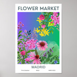 Affiche du marché aux fleurs colorées de Madrid