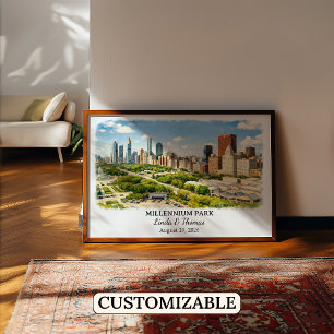 Affiche du Millennium Park Illinois Chicago Aquare