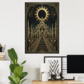 Affiche du Palais de l'Éclipse Totale Art Déco | V (Bureau à domicile)