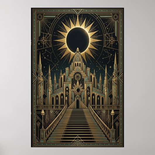 Affiche du Palais de l'Éclipse Totale Art Déco | V (Devant)