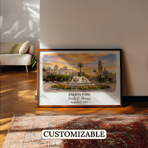 Affiche du Parc Balboa Californie, Aquarelle, Sur