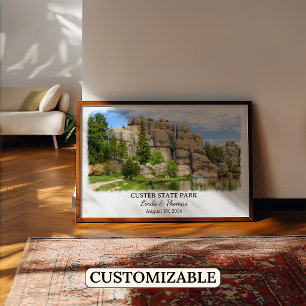 Affiche du parc d'État de Custer, Dakota du Sud, a