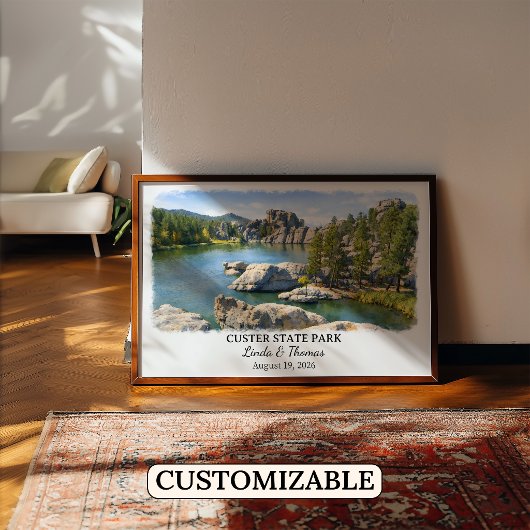 Affiche du parc d'État de Custer, Dakota du Sud, a