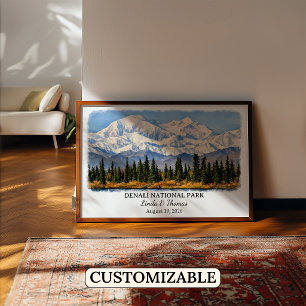 Affiche du Parc National Denali Alaska, Aquarelle