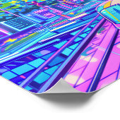 Affiche du paysage des voitures volantes futuriste (Coin)