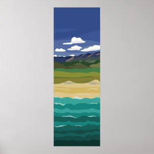 Affiche du paysage terrestre et maritime